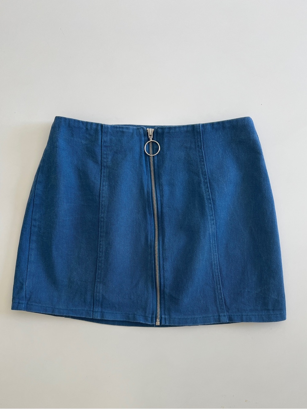 Chloe & Katie Blue Front-Zip Mini Skirt